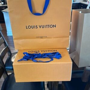 LOUIS VUITON BOX AND SHOPPING BAG